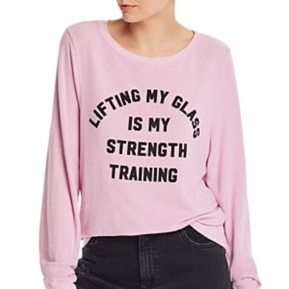 Wildfox Tops - Wildfox Sweater "Lifting My Glass is My Strength Training" size XS